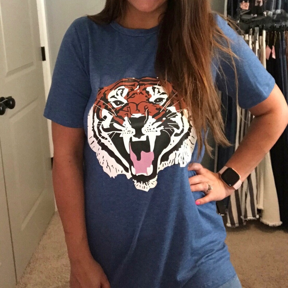 Heathered Blue Tiger Tee- War Eagle - Picture 3 of 3